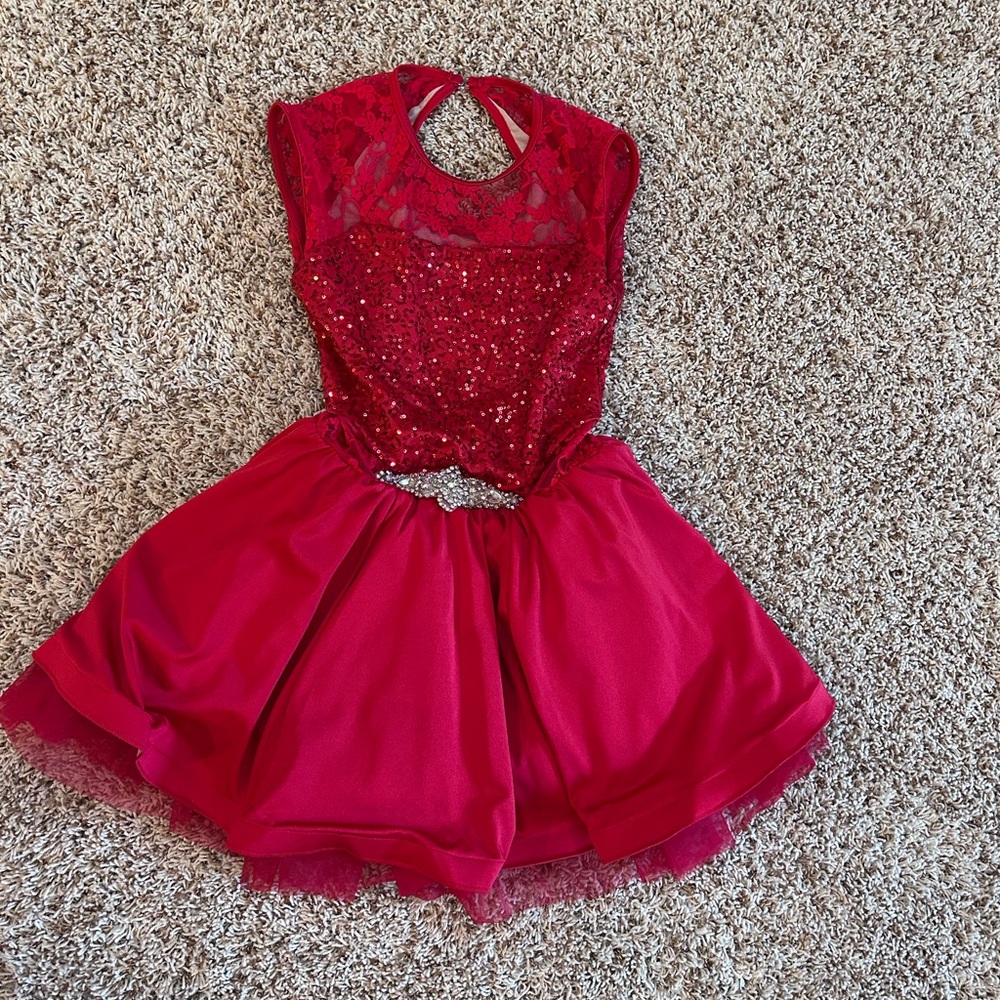 Red sequin, tutu, small adult, dance costume